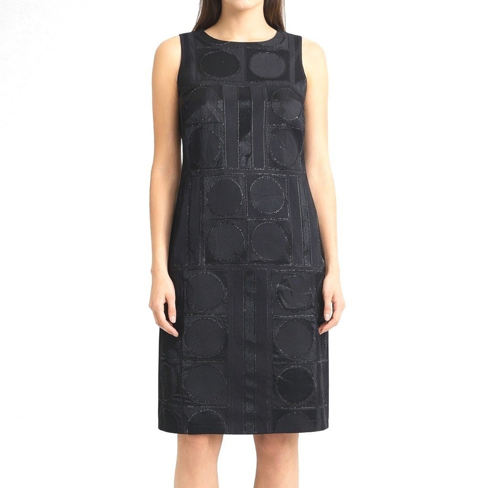 NWT Banana Republic Size 6 Silk Blend Mod Shift Dress Black Metallic Early 2000s